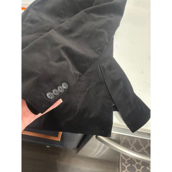 J. Ferrar velvet men’s black blazer button sz M slim preppy Holidays Christmas - Picture 7 of 8